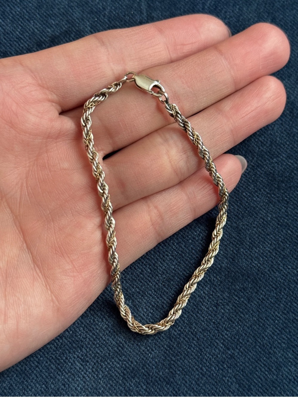925 M800 Stamp Two-tone  Rope Chain bracelet